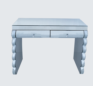 Modern <b>Silver</b> Glass Mirror <b>Console</b> <b>Table</b> with 2 Drawers Glass Top for Hotel & Living Room - Product Image 3