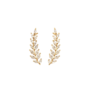 Boucles d'oreilles pendantes Feuille d'Or E3628, serties de strass en cristal taille marquise, bijoux de mode pour femme pour les soirées - Product Image 1