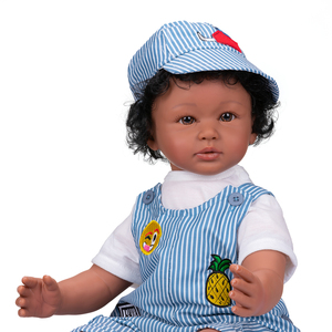 NPK 60CM Reborn Toddler in Dark Tan Skin Body Rooted Hair Doll Realista Tacto suave Cuddly Baby <span class=keywords><strong>Dol</strong></span> - Product Image 3