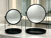 Miroir de maquillage en métal avec plateau de rangement, 360 °   Miroir rotatif, miroir cosmétique de bureau pour la décoration de la table de maquillage