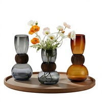 Vase en verre de luxe créatif - Design incrusté fait main pour arrangements de fleurs séchées, hydroponie, table à manger/cafetière