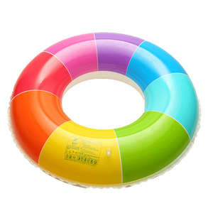 Children's Swimming Ring Rainbow <b>Float</b> 60-90cm Thickened PVC <b>Inflatable</b> Life Ring For Water Sports - Product Image 5
