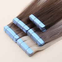 Extensions de cheveux humains blond platine à bandes adhésives, directement de l'usine, 100% Remy russe, cuticules alignées, mini bandes adhésives brutes