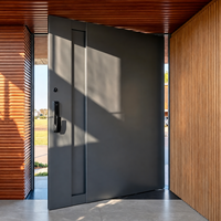 Porte d'entrée pivotante moderne en aluminium avec finition bois personnalisée pour jardin, cour, villa et maison