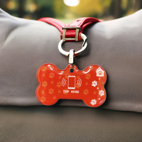 Étiquette d'identification intelligente pour chien Premium Mini RFID NFC avec code QR, lecture facile, accès instantané au profil et alertes de localisation en temps réel