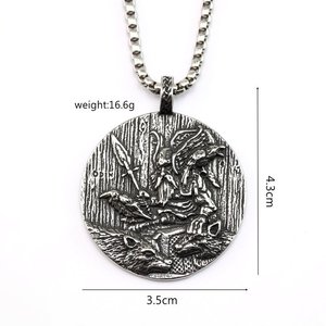 Colgante Unisex Vintage de Acero Inoxidable, Collar con Doble Cara de Dios Vikingo Odín, Joyería con Temática Animal para Regalo - Product Image 5