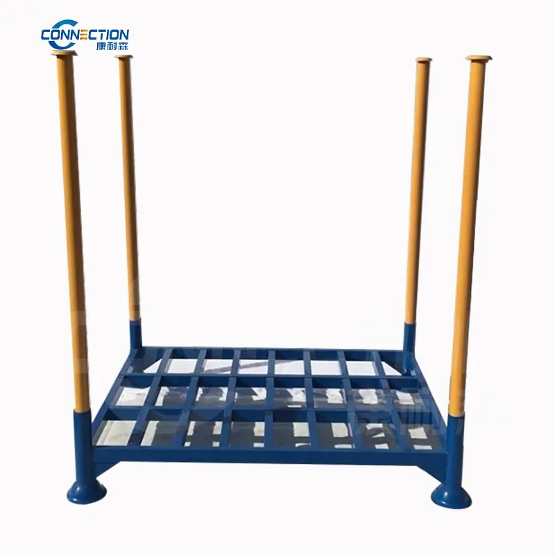 Fabricated Stacking Collapsible Movable Pipe Plate 4 Post Pallet Rack Metal stacking Pallet