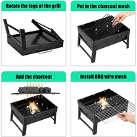 Barbecue en acier inoxydable, foyer d'extérieur, grilles à charbon en fer, baril de cuisson pliable Portable, gril à charbon