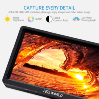 Monitor de Cámara FEELWORLD FW568S de 6 Pulgadas IPS Full HD 1920x1080 con Entrada y Salida HDMI, Monitor de Fotografía, Monitor de Campo DSLR