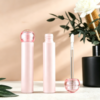 Tube de brillant à lèvres vide de 3 ml avec capuchon boule mignon, contenant cylindrique pour gloss, couleur personnalisée, flacon cosmétique pour huile à lèvres et teinte à lèvres