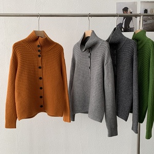 <span class=keywords><strong>Pull</strong></span> en tricot pour <span class=keywords><strong>femme</strong></span> en stock, cardigan ample à manches longues avec boutons et torsades - Product Image 1