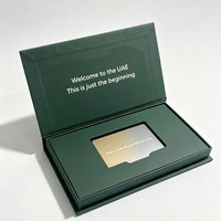 Cofanetto di Presentazione per Carte con Coperchio a Ribalta in Malachite Falcon, Stampa Messaggio di Benvenuto, Logo Personalizzato, Scatola di Carta di Lusso per Carte di Credito VIP Hotel