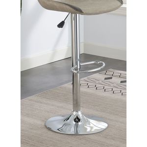 DB Modern Ensemble de cuisine à manger 2 pièces Tabouret de bar en cuir polyuréthane ciré gris clair avec base en métal chromé Chaise réglable - Product Image 6