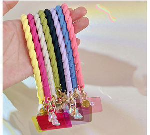 女性の女の子のためのルミナスベアユニバーサルかわいい電話キーチェーンリストストラップ付きの新しいColoful携帯電話チャームロープショートストラップ - Product Image 6