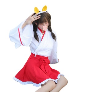 Zixiao Japanese Style <b>Witch</b> Cosplay Kimono Red Dress For Girls Children Anime Costume - Product Image 5