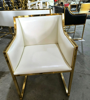 Fauteuil en cuir PU blanc avec structure en acier inoxydable doré, chaise de banquet de luxe pour hôtel, idéal pour les mariages, vente en gros et location