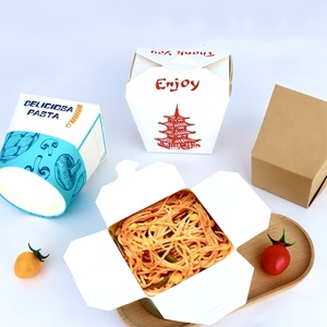 Caja para llevar de Fideos Instantáneos para restaurante, respetuosa con el medio ambiente, contenedor de embalaje de alimentos para llevar desechable, caja de fideos con impresión personalizada - Product Image 1