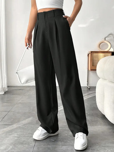 Pantalon décontracté rétro en polyester froissé pour femme - Product Image 6