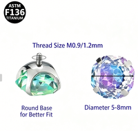 Getta G23 Titanium Alloy Sandwich Gradient Eight-Sided Rose-Cut Zircon Flash Tongue Nail Human Body Piercing Ear Bone Stud