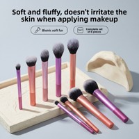 Juego de 8 Brochas de Maquillaje Coloridas al por Mayor, Mango de Plástico, Cerdas de Nailon Suaves, para Difuminar Sombras de Ojos, Logotipo Personalizado, Uso Profesional en Salón y Estudio