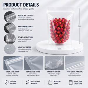 Bolsas de Plástico Transparentes con Cierre Hermético, Resistentes a la Humedad, Aptas para Alimentos, con Cierre Superior de Cremallera, Color y Logotipo Personalizados, Laminadas con BOPP - Product Image 2