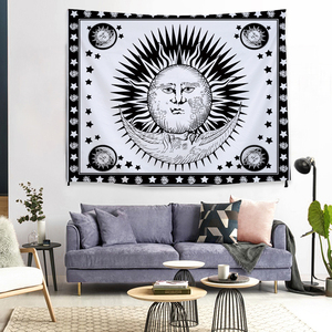 Mandala tapiz blanco y negro de impresión Digital rectángulo colgante de pared tapiz pelo corto de tapiz - Product Image 2