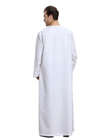 Abaya musulmane pour homme 100% polyester, robe Jubba brodée omanaise, vêtements islamiques pour le Ramadan, taille plus pour adultes