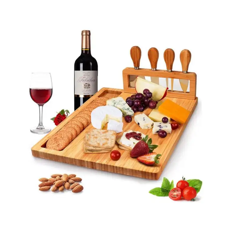 Housewarming Kitchen Personalized Gift Party Meat Charcuterie Platter Serving Tray Bamboo Cheese Board Set