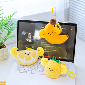 Vente en gros de peluches en coton PP de 12 cm, série fruits, amusantes, pomme, <span class=keywords><strong>avocat</strong></span>, orange, jouets anti-stress, machine à griffes, peluches, porte-clés - Product Image 6