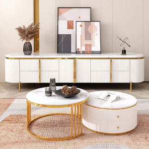 Ensemble Meuble TV en Bois Blanc Style Nordique de Luxe et <span class=keywords><strong>Table</strong></span> Basse <span class=keywords><strong>Table</strong></span> d'Appoint en Bois Moderne Simple pour Salon Mobilier de Maison - Product Image 4