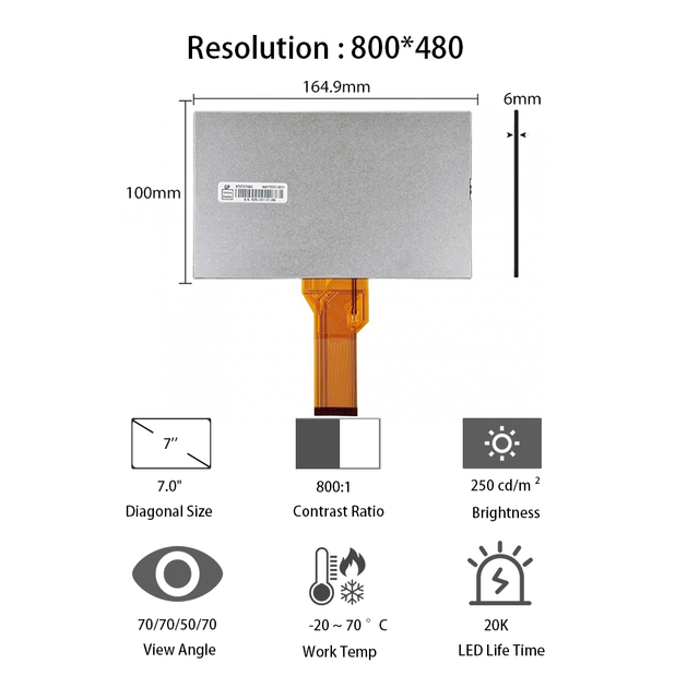 7.0 Inch TFT LCD Display RGB 800x480 AT070TN92 Industry 7 TFT LCD Screen Panel LCD Modules