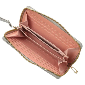 Cartera portátil para mujer con cremallera de flores, cartera corta de cuero repujado para mujer, gran capacidad, múltiples compartimentos - Product Image 5