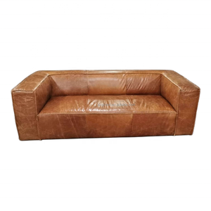 Muebles de oficina para el hogar sofá de cuero verde antiguo 100% de cuero de grano superior sala de estar sofá de oficina 3 asientos vestíbulo de hotel de estilo americano - Product Image 5