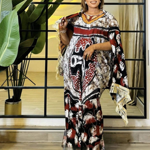 Wholesale Women Wear Satin Silk African Robe Muslim Sequin With Headbands African Evening Dress Loose Robe Maxi Dress for Women - Product Image 5