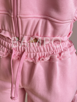 Ensemble de survêtement 2 pièces pour femme, sweat à capuche court zippé et pantalon de survêtement déchiré, tenue décontractée assortie, collection automne 2025, survêtement tendance