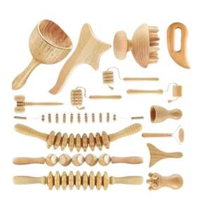 Outils de massage en bois personnalisés avec logo, 16 pièces, outils de drainage lymphatique, masseur en bois, outils de sculpture corporelle, kit de madérothérapie - Product Image 1