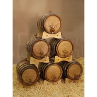Fût en bois de chêne clair The Barrel House 5x1L pour usage industriel, fût de stockage de spiritueux avec illustration gravée pour usage domestique