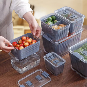 DZ Modern PP Refrigerator <b>Storage</b> <b>Box</b> Fridge Organizer for Fresh Vegetable & Fruit Drain Basket Kitchen Containers W24-178 - Product Image 5