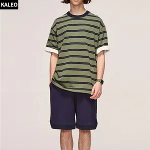 Kaleo New Arrive Custom Spring Summer Green White Striped Unisex Tshirt BF Women Men Couple T Shirts 100 Cotton Tshirt