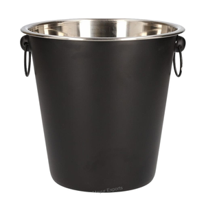 Seau à glace moderne en acier inoxydable 10L de qualité assurée, revêtement noir en poudre, motif floral, durable, écologique, facile à nettoyer - Product Image 1