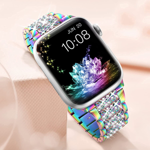 LeYi <span class=keywords><strong>Bracelet</strong></span> de luxe en diamant <span class=keywords><strong>Bracelet</strong></span> en métal en acier inoxydable <span class=keywords><strong>Bracelet</strong></span> de montre de remplacement en strass pour <span class=keywords><strong>Apple</strong></span> IWatch 8 9 7 <span class=keywords><strong>se</strong></span> - Product Image 5