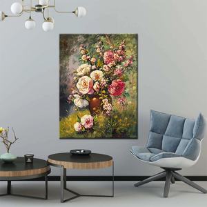 Pintura al Óleo Floral sobre Lienzo, Marco de Madera con Acabado Dorado Antiguo, Cuadro Pintado a Mano con Flores y Frutas - Product Image 5