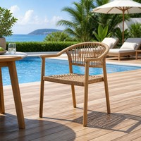Chaise de bistrot moderne en rotin tressé imperméable pour patio, cour et parc