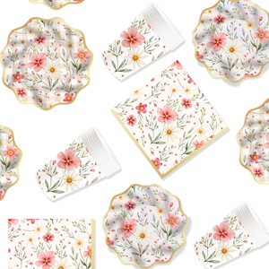 Platos y Servilletas con Diseño de Flores Silvestres DAMAI, Artículos para Fiestas, Platos de Papel Florales, Servilletas, Decoraciones para Baby Shower, Juego de Vajilla - Product Image 2