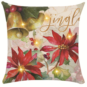 Federe in Lino Fokusent 18x18 Pollici con Luce LED, Decorazioni Natalizie con Babbo Natale e Pupazzo di Neve per Divano - Product Image 2
