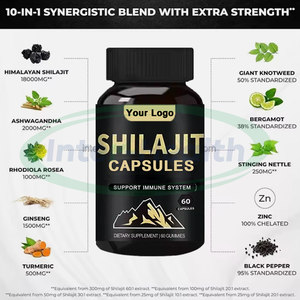 Cápsulas de Shilajit del Himalaya de Marca Privada Ausreson, Suplemento Alimenticio Chino, Cápsulas de Shilajit Naturales, Puras y Orgánicas para Hombres - Product Image 2