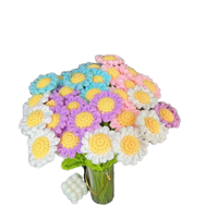 Fleur artificielle élégante et romantique en coton tricoté à la main, à tige unique, au crochet, pour la Saint-Valentin et le Nouvel An – Nouvelle collection en promotion