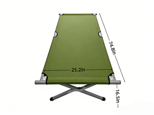 Lit de camp pliant d'extérieur en tissu Oxford durable avec cadre en fer robuste, portable pour une personne, idéal pour le camping et les siestes au bureau - Product Image 4