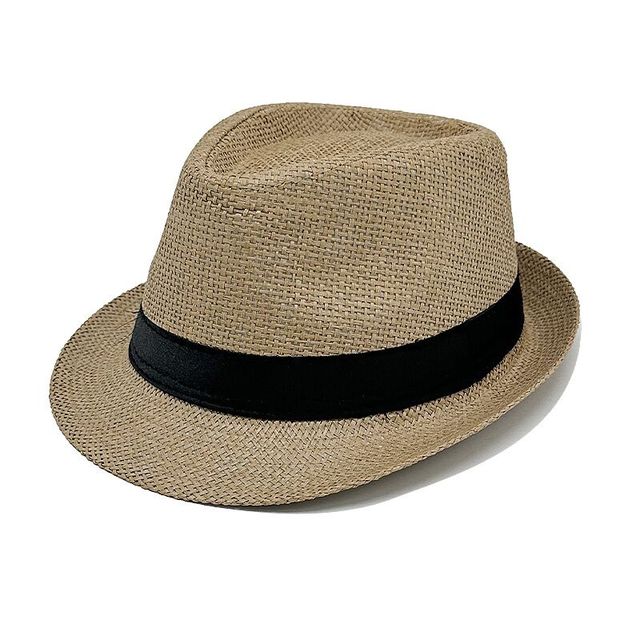 Straw Trilby Fedora Hat for Men Women 1920s Panama Hat Short Brim Summer Beach Sun Hat with Band