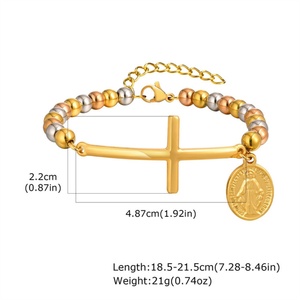 Pulsera de Rosario de la Religión Católica, Colgante de Cruz de la Virgen María, Pulseras de Joyería para Mujer - Product Image 5